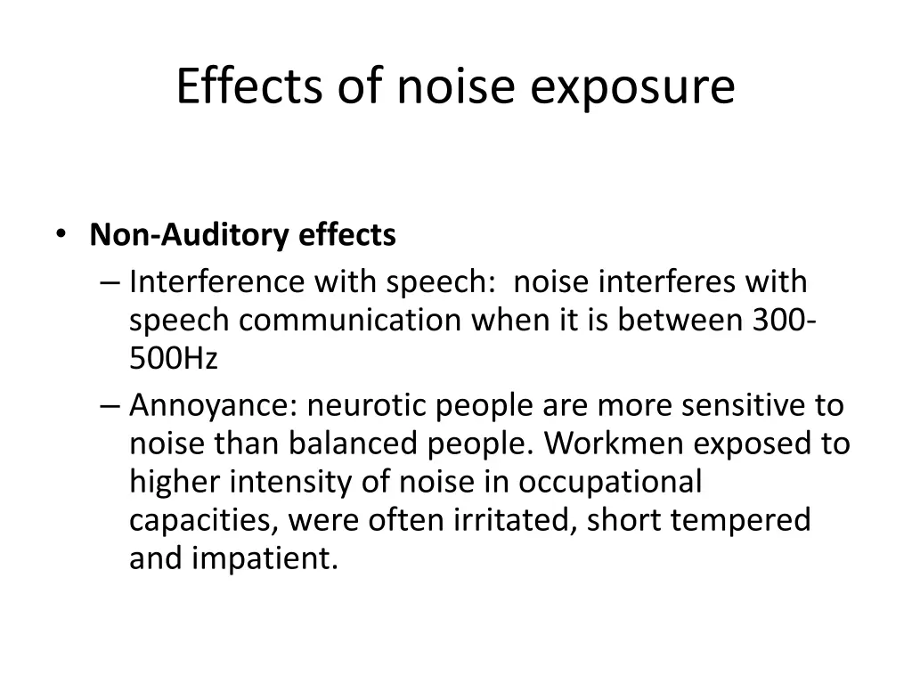 effects of noise exposure 2