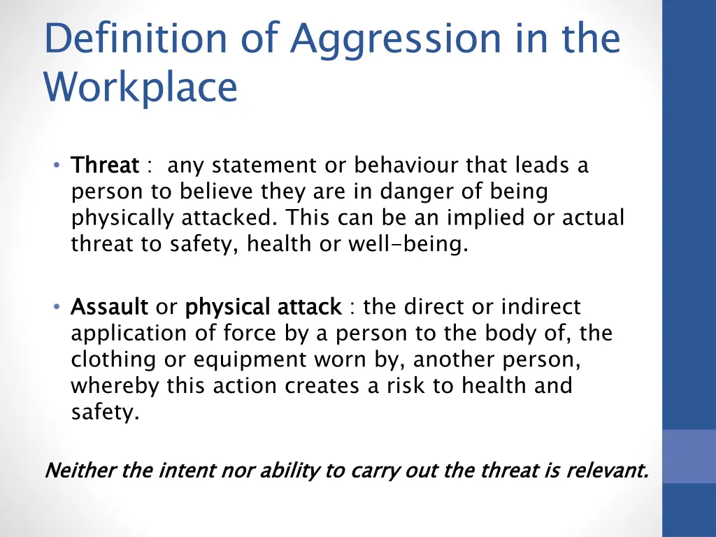 definition of aggression in the workplace