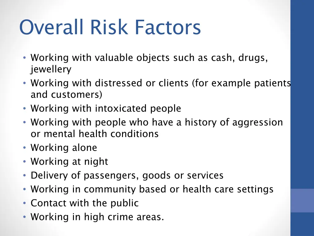 overall risk factors