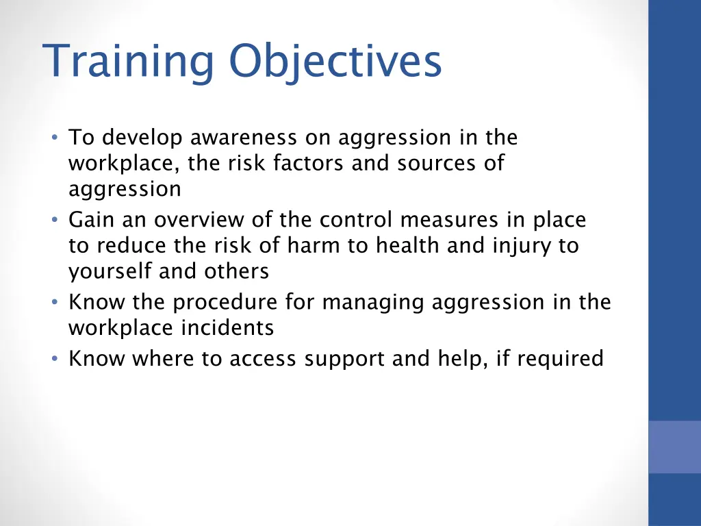 training objectives