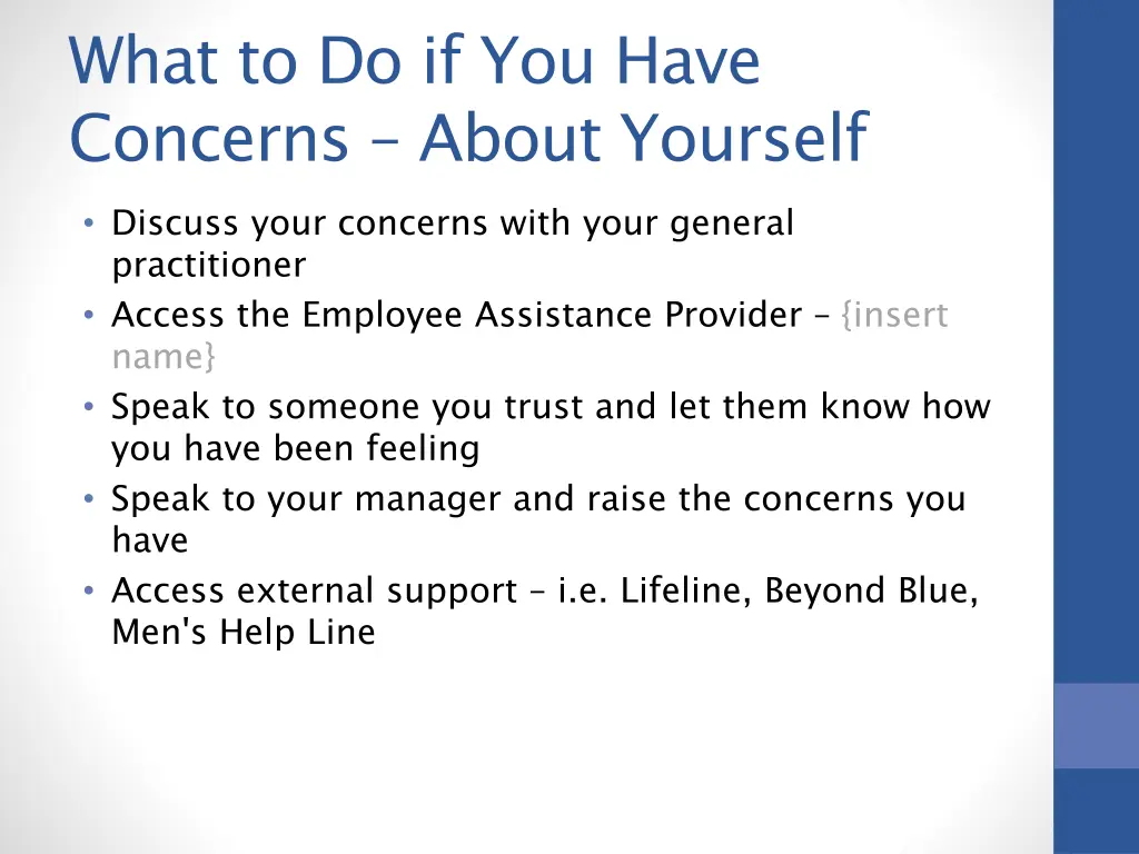 what to do if you have concerns about yourself