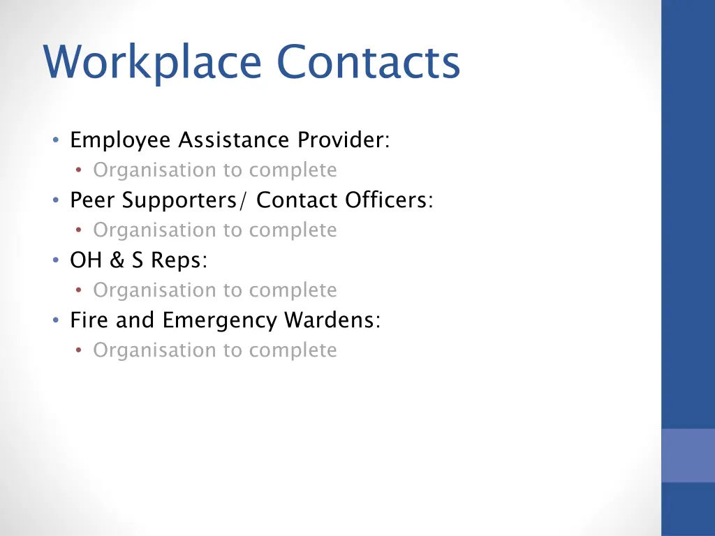 workplace contacts