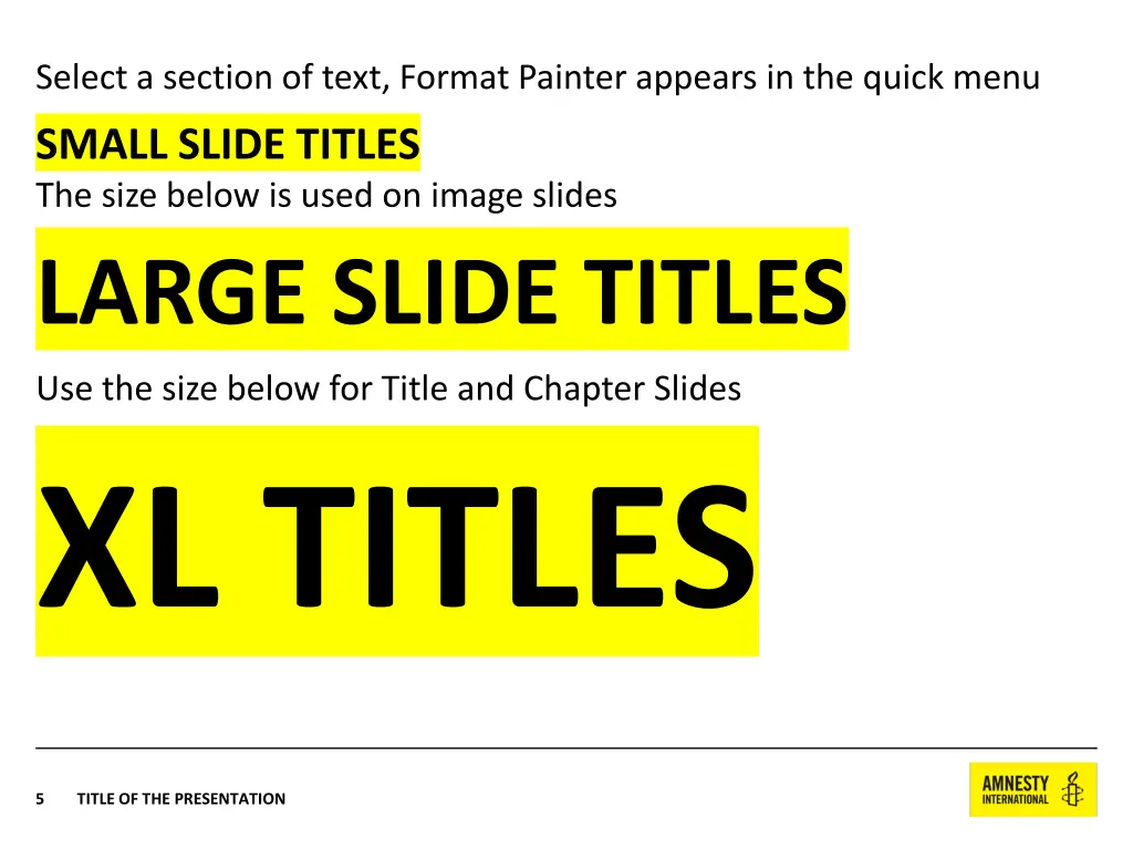 select a section of text format painter appears