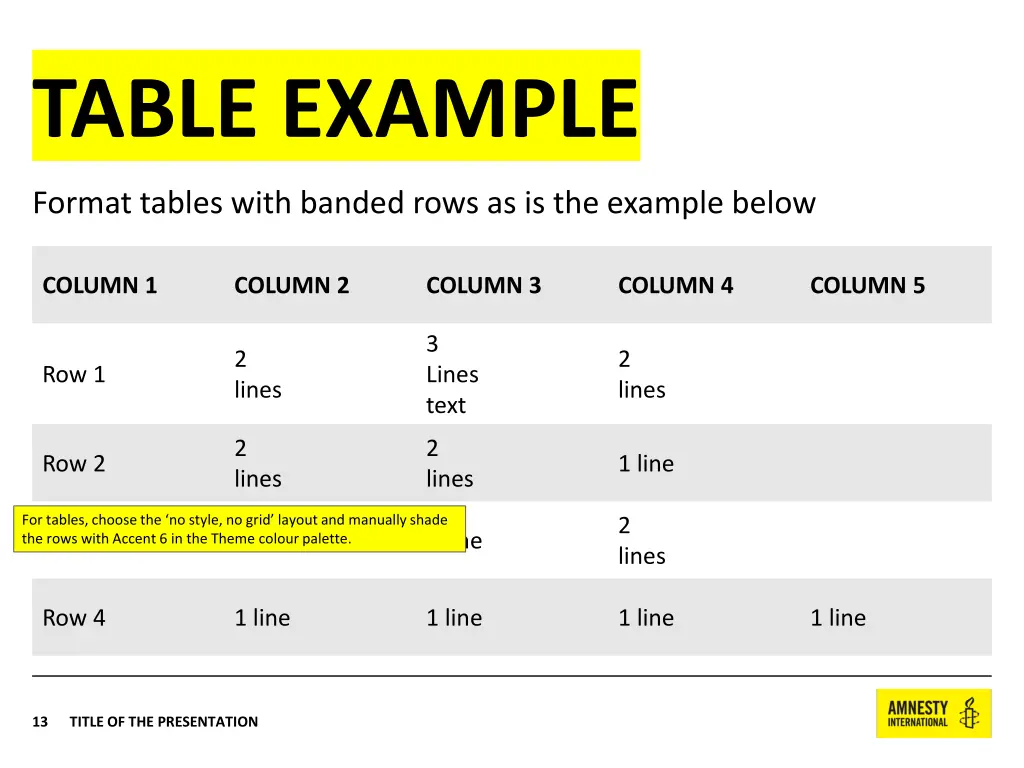 table example