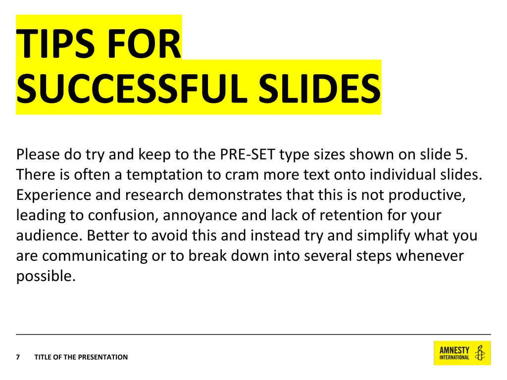 tips for successful slides