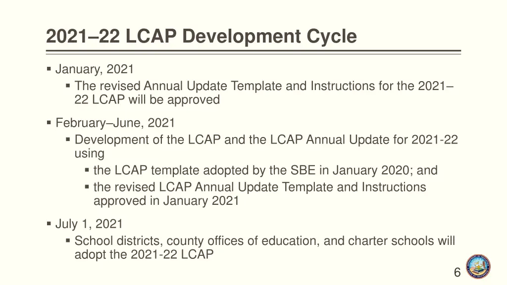 2021 22 lcap development cycle