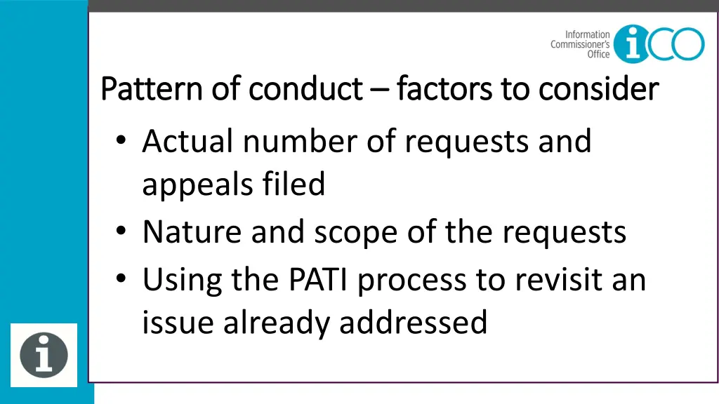 pattern of conduct pattern of conduct factors