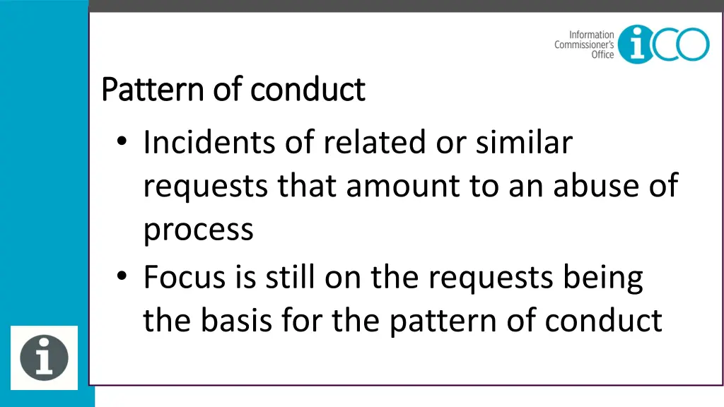 pattern of conduct pattern of conduct incidents