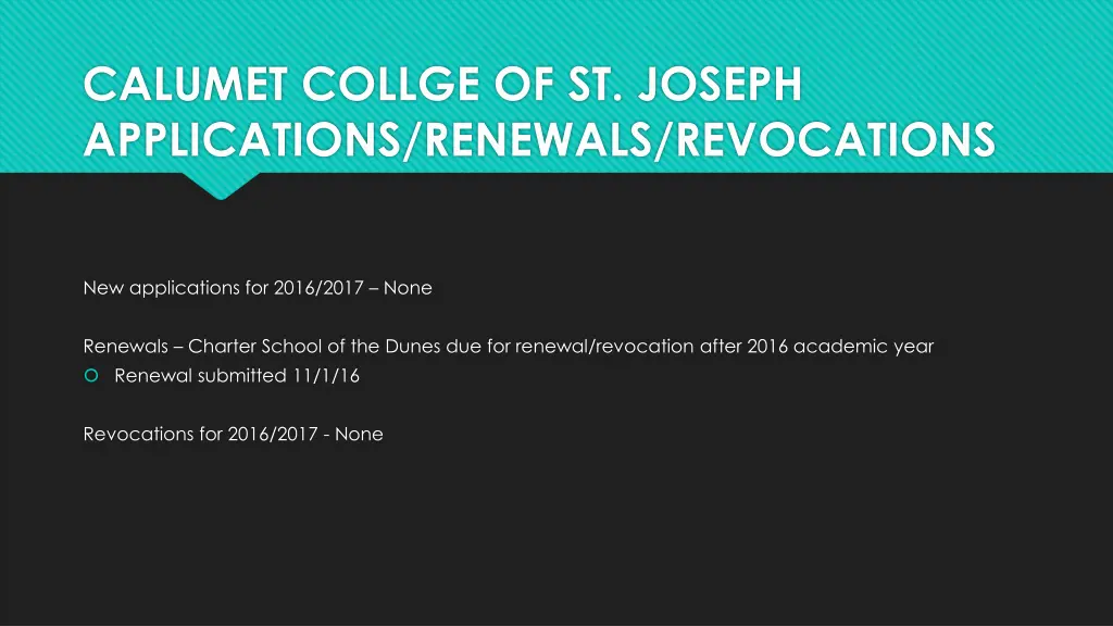 calumet collge of st joseph applications renewals