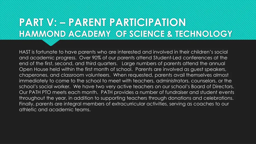 part v parent participation hammond academy