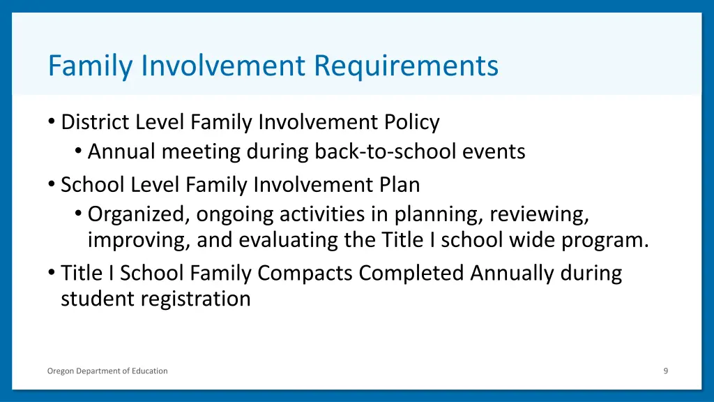 family involvement requirements