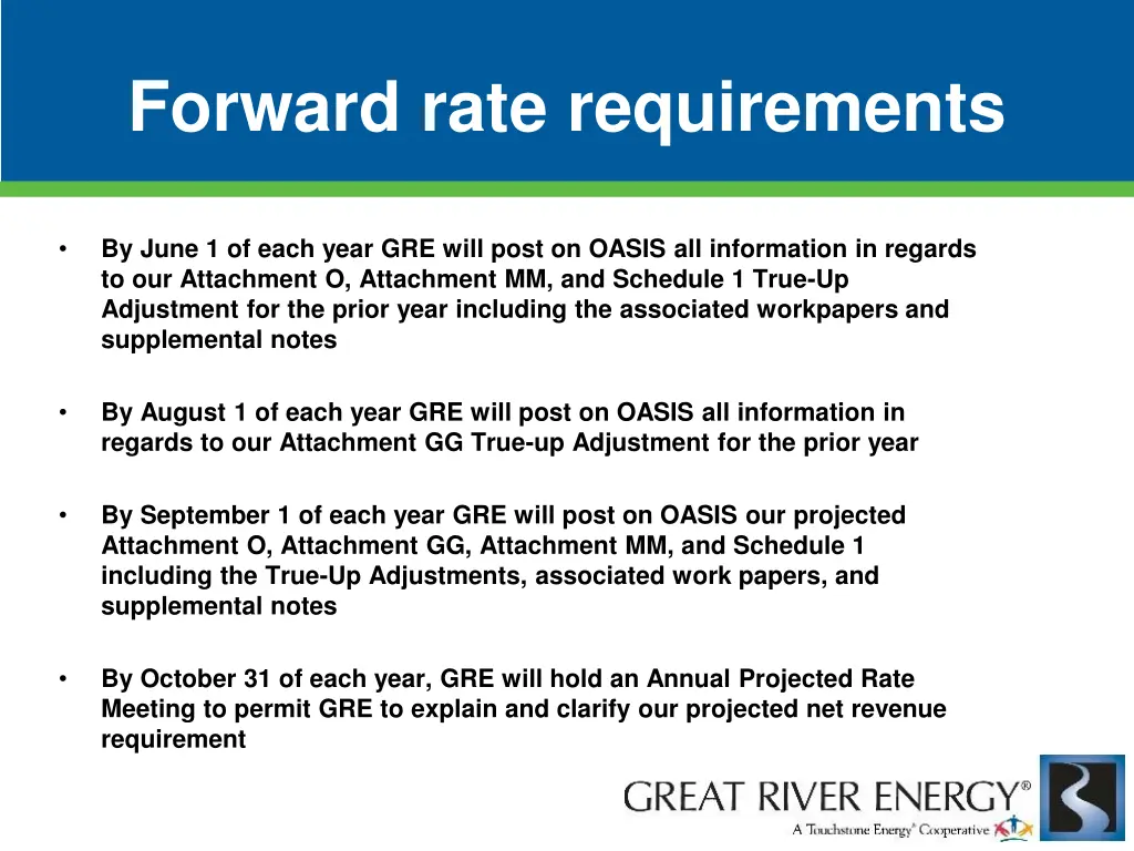 forward rate requirements