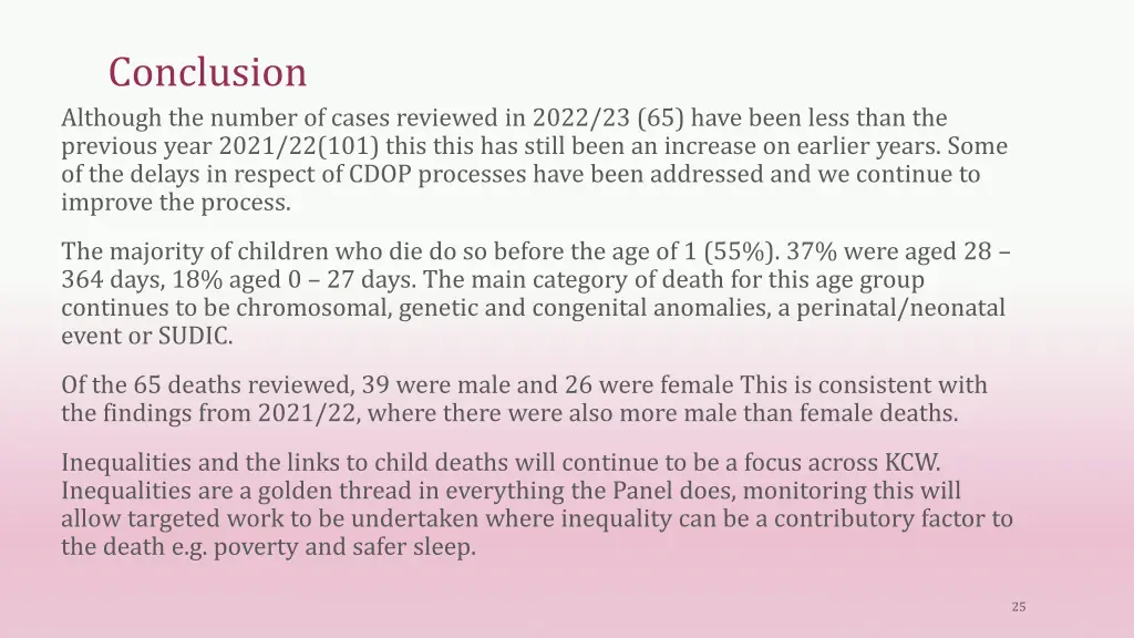 conclusion although the number of cases reviewed