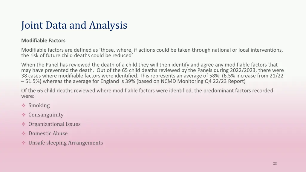 joint data and analysis