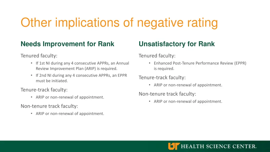 other implications of negative rating