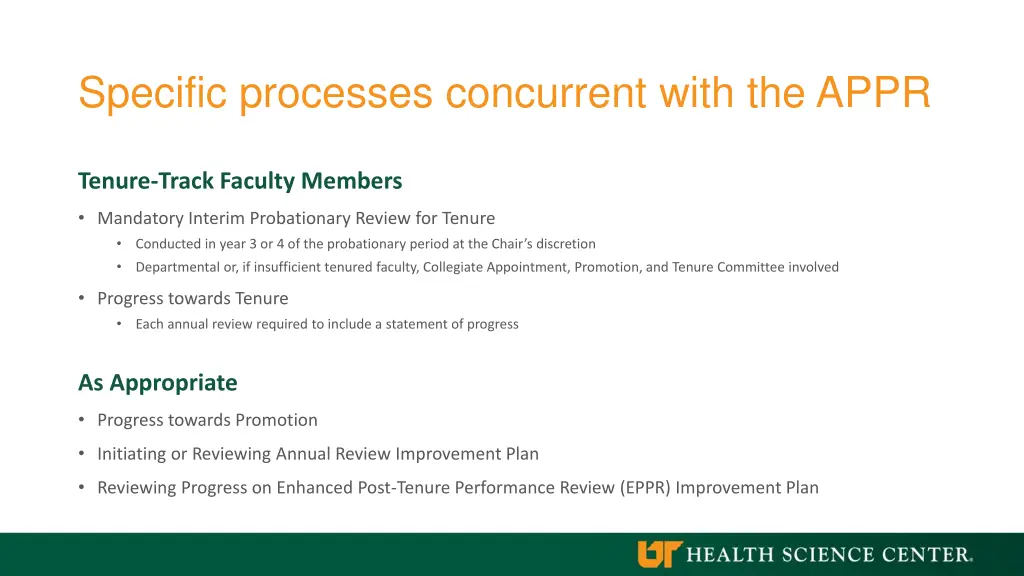 specific processes concurrent with the appr