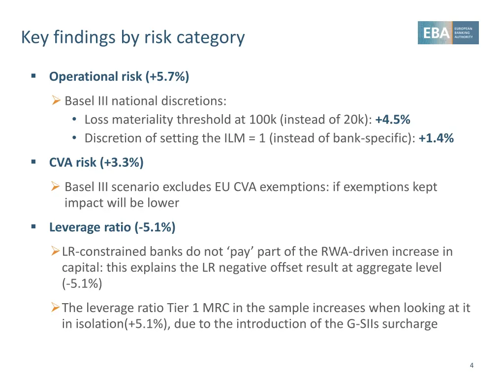 key findings by risk category