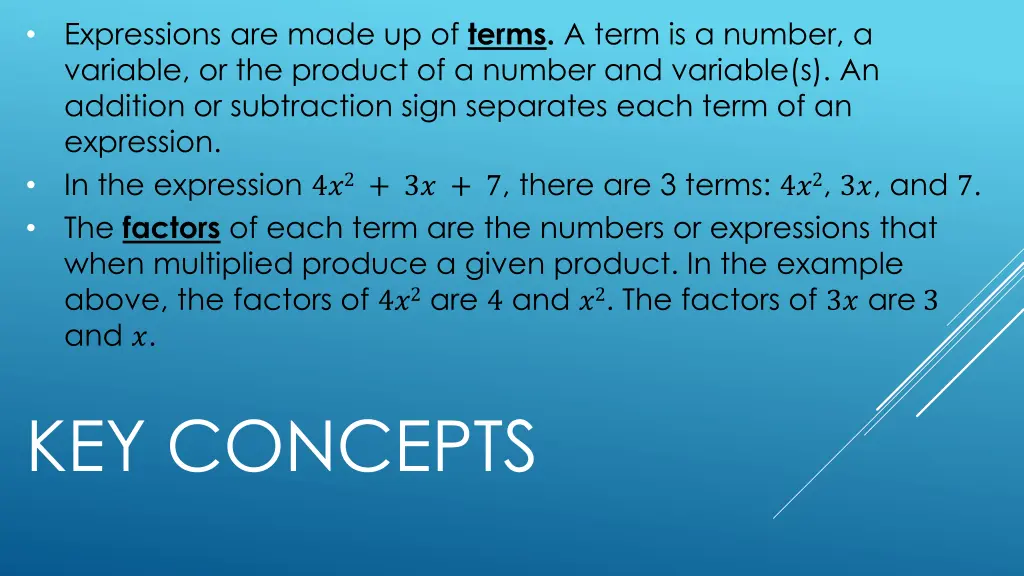 expressions are made up of terms a term