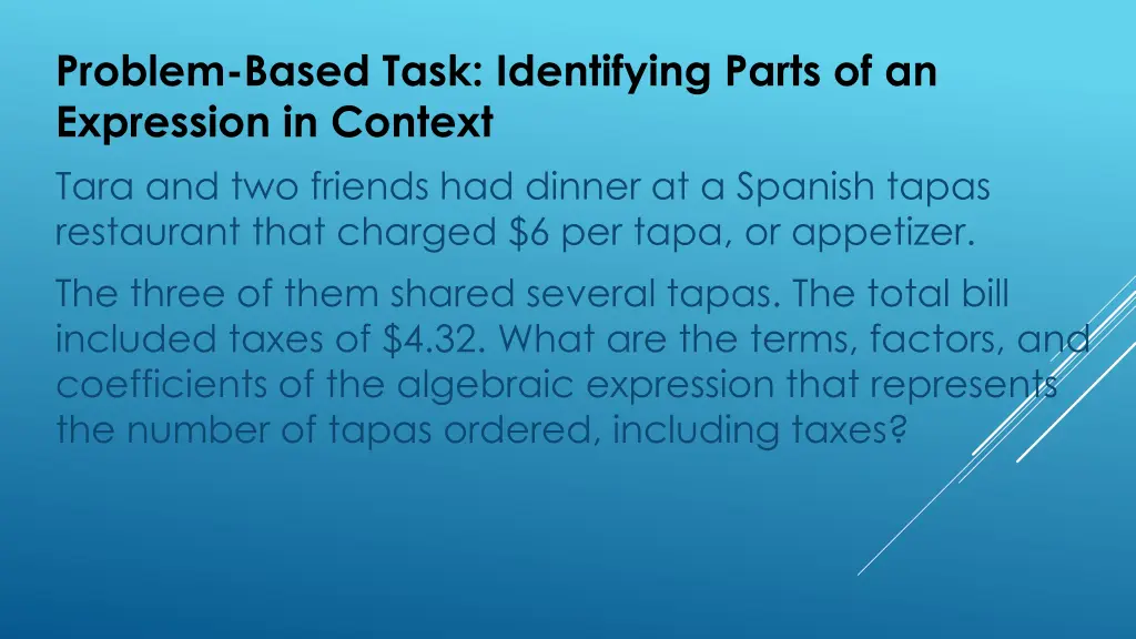 problem based task identifying parts