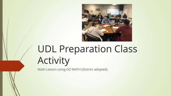 udl preparation class activity math lesson using