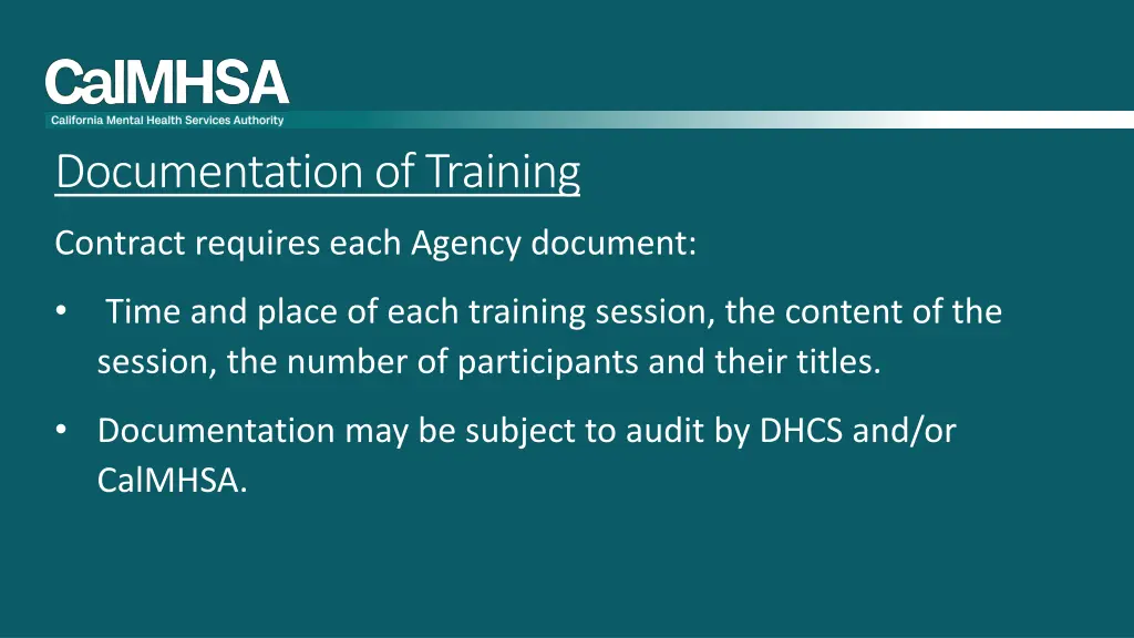 documentation of training