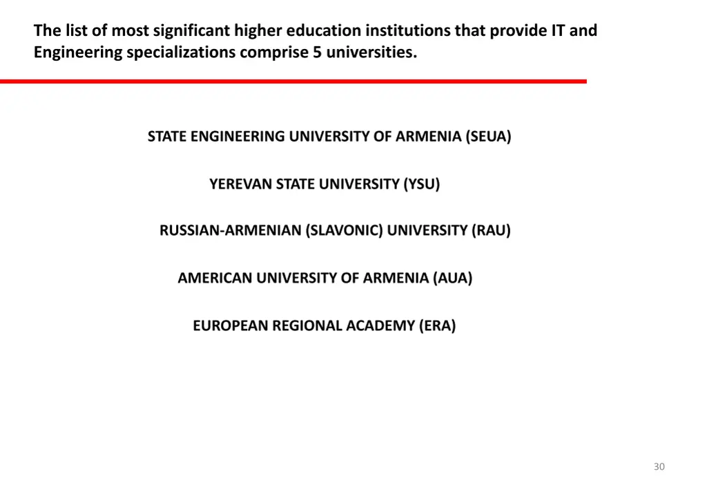 the list of most significant higher education