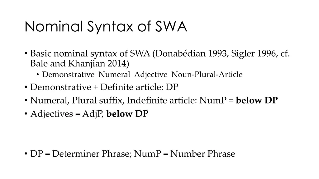 nominal syntax of swa