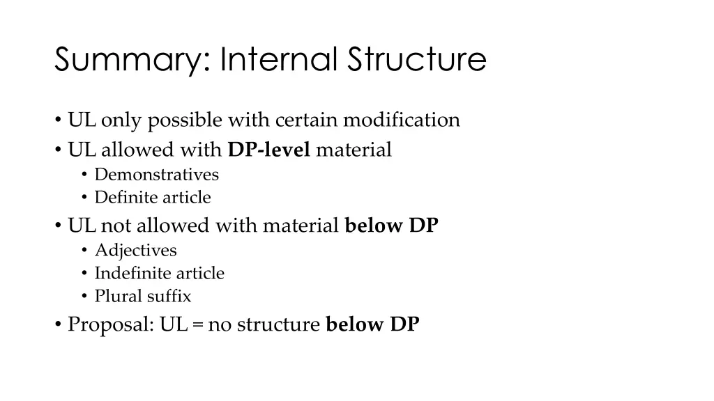 summary internal structure