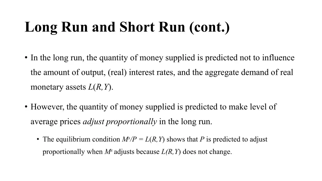 long run and short run cont