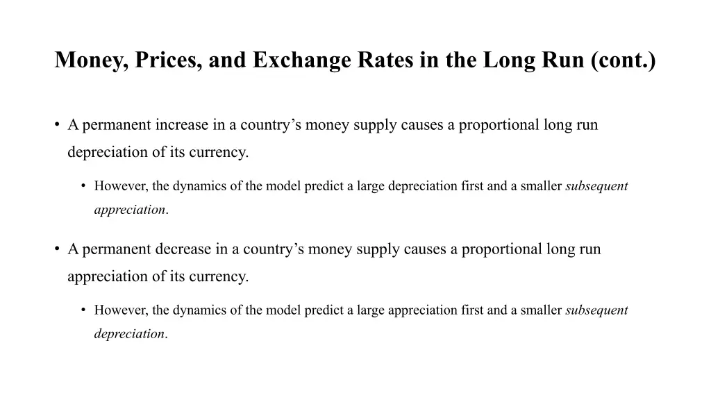 money prices and exchange rates in the long