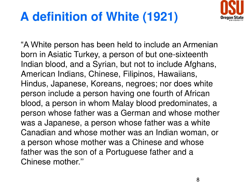 a definition of white 1921