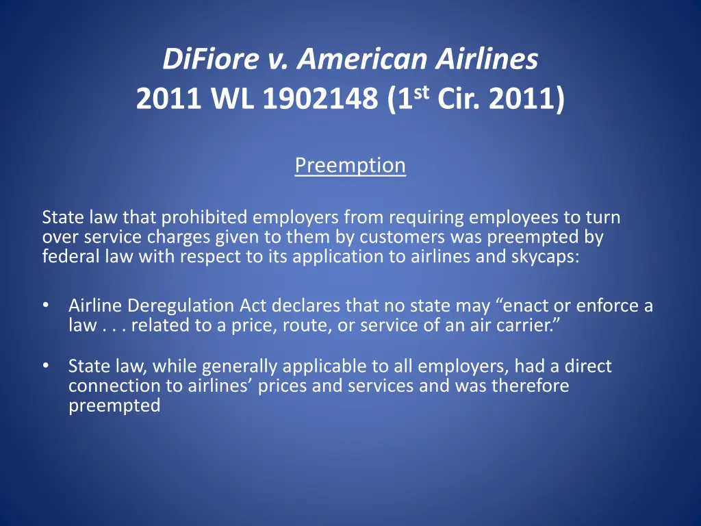 difiore v american airlines 2011 wl 1902148