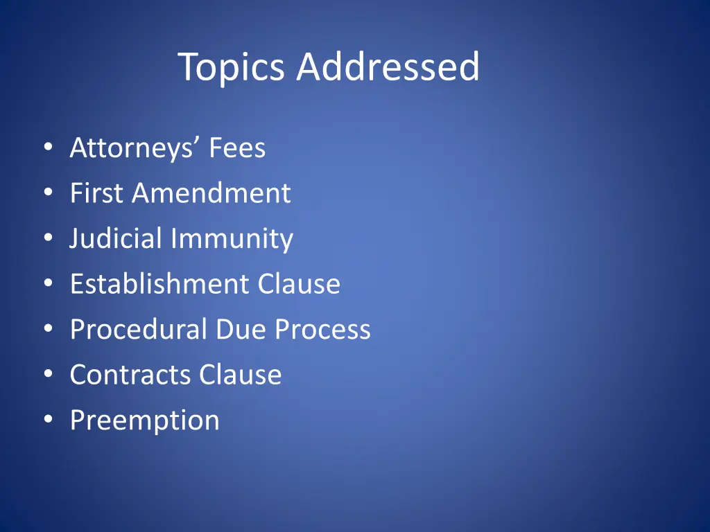 topics addressed