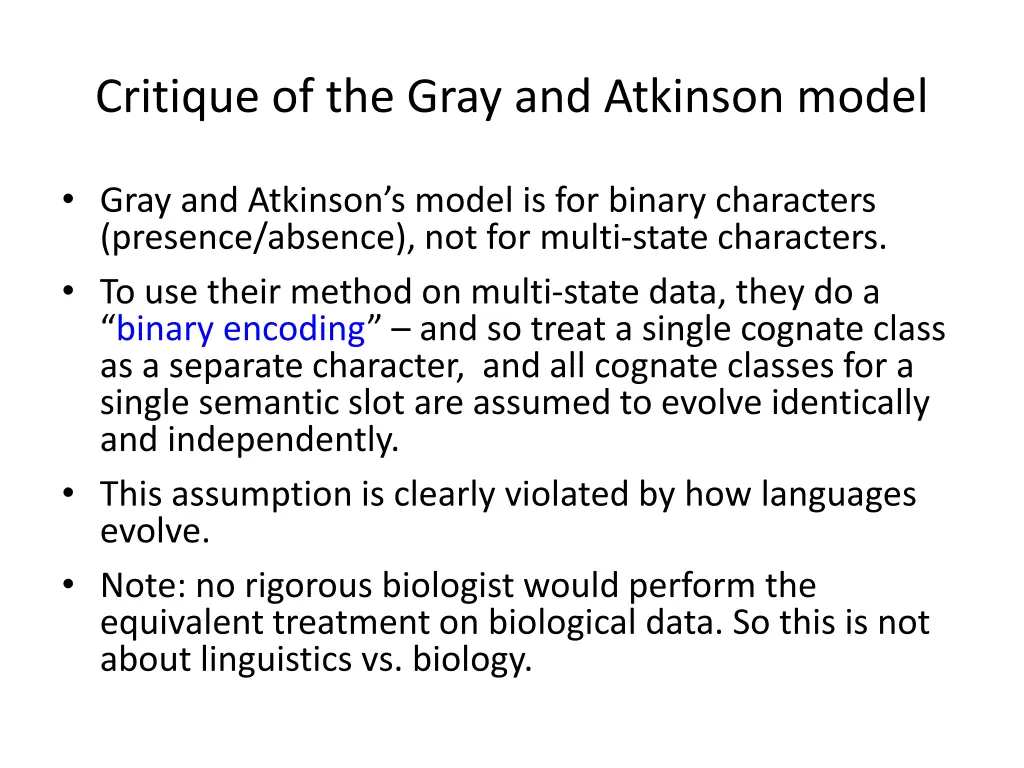 critique of the gray and atkinson model 1