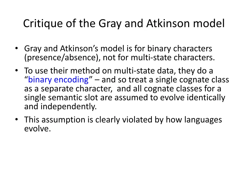 critique of the gray and atkinson model