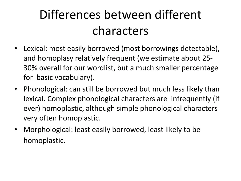 differences between different characters