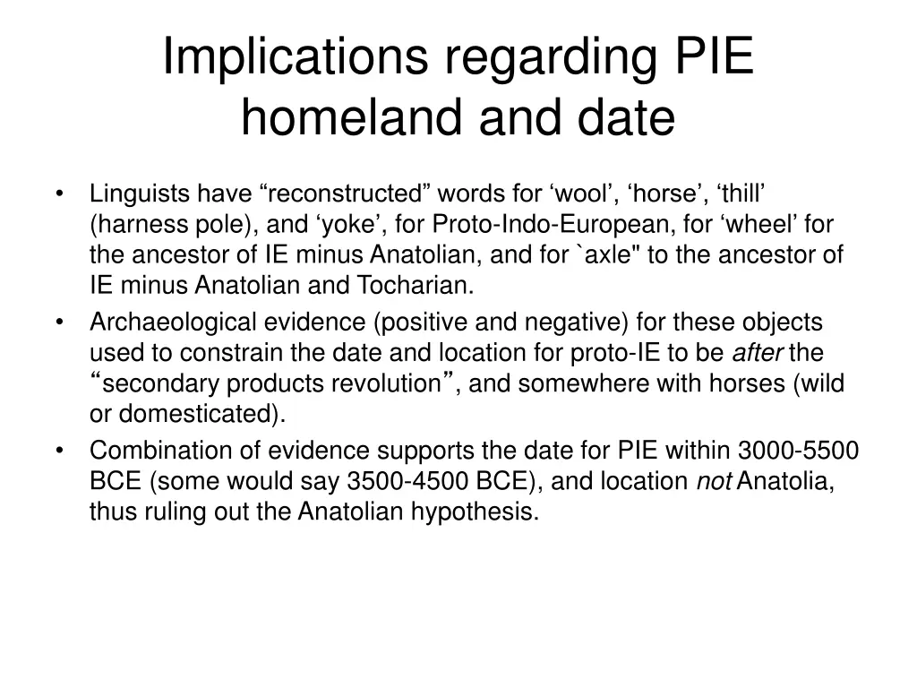 implications regarding pie homeland and date