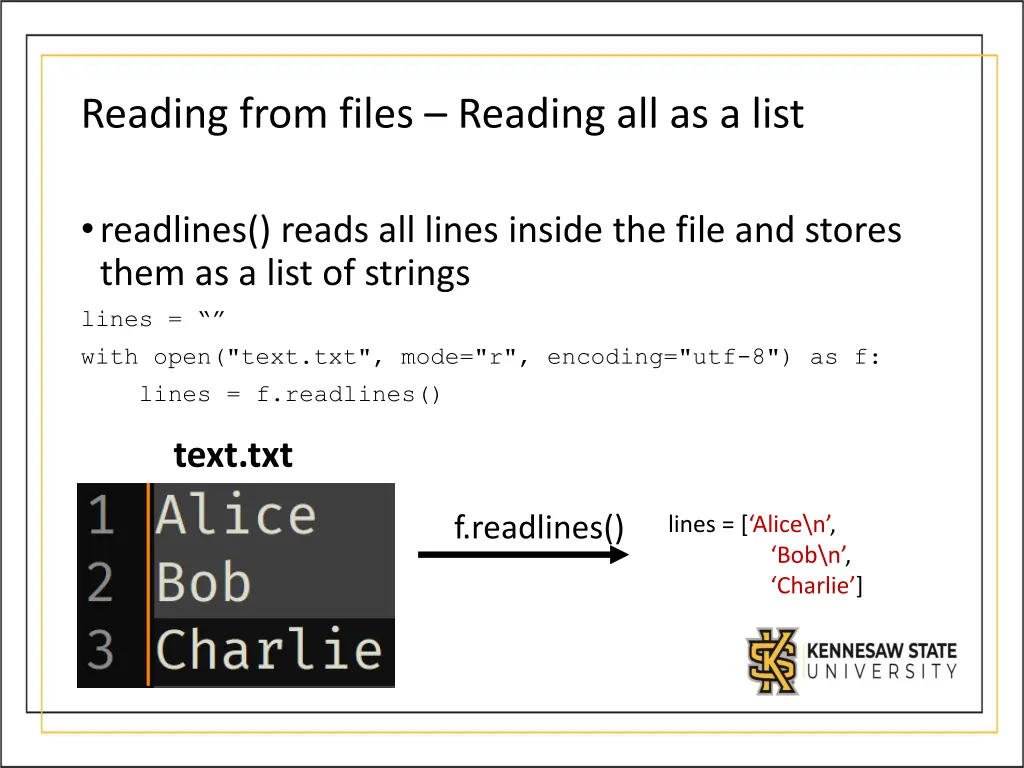 reading from files reading all as a list