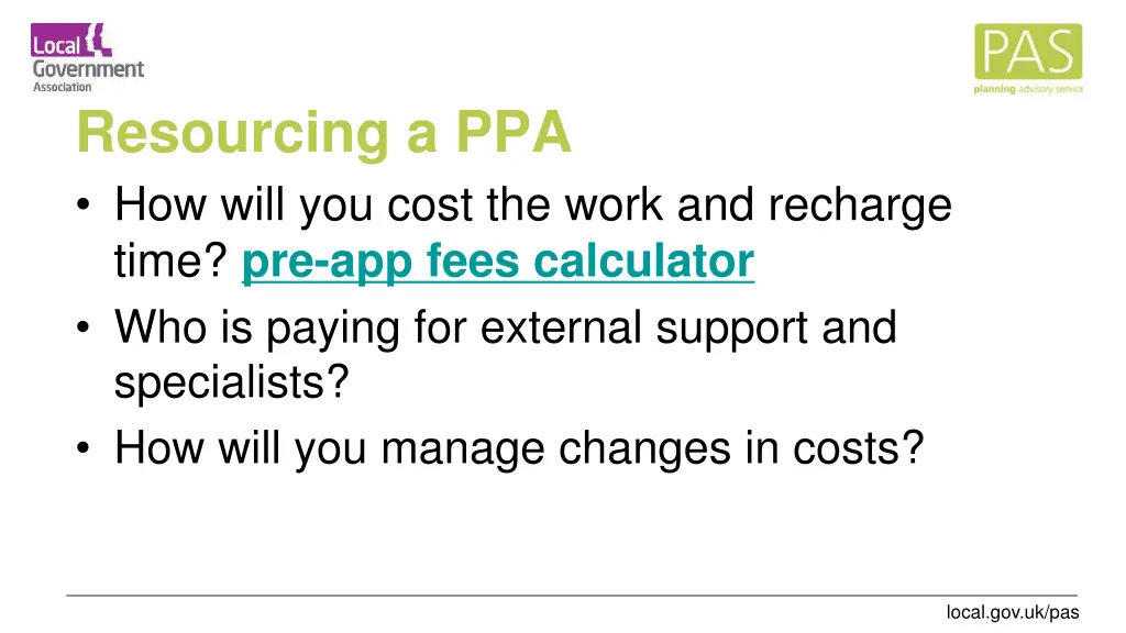 resourcing a ppa how will you cost the work