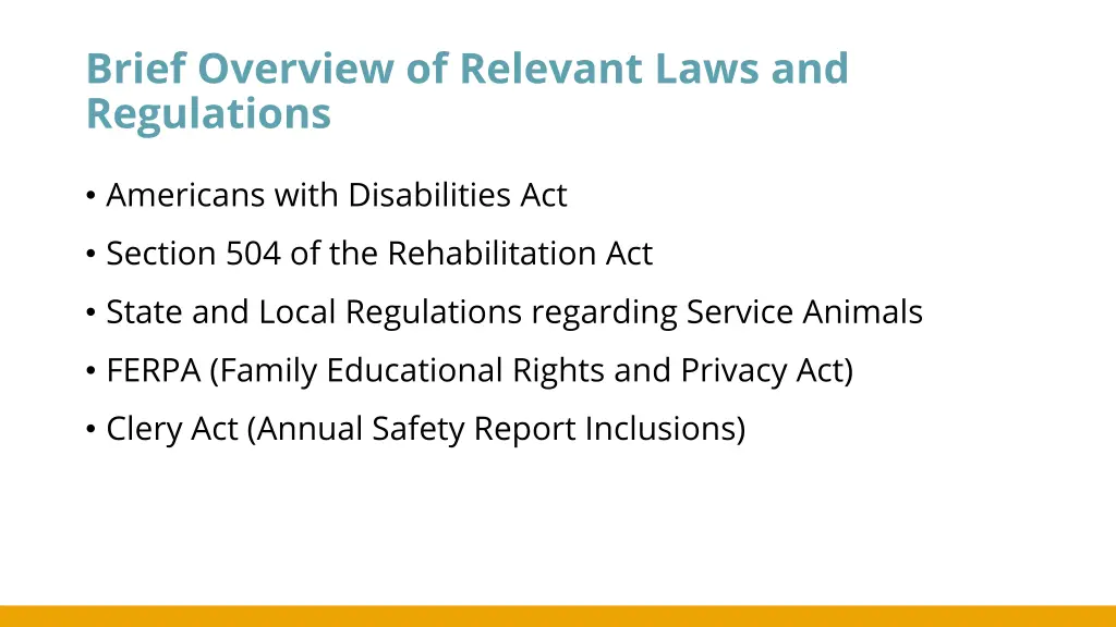 brief overview of relevant laws and regulations