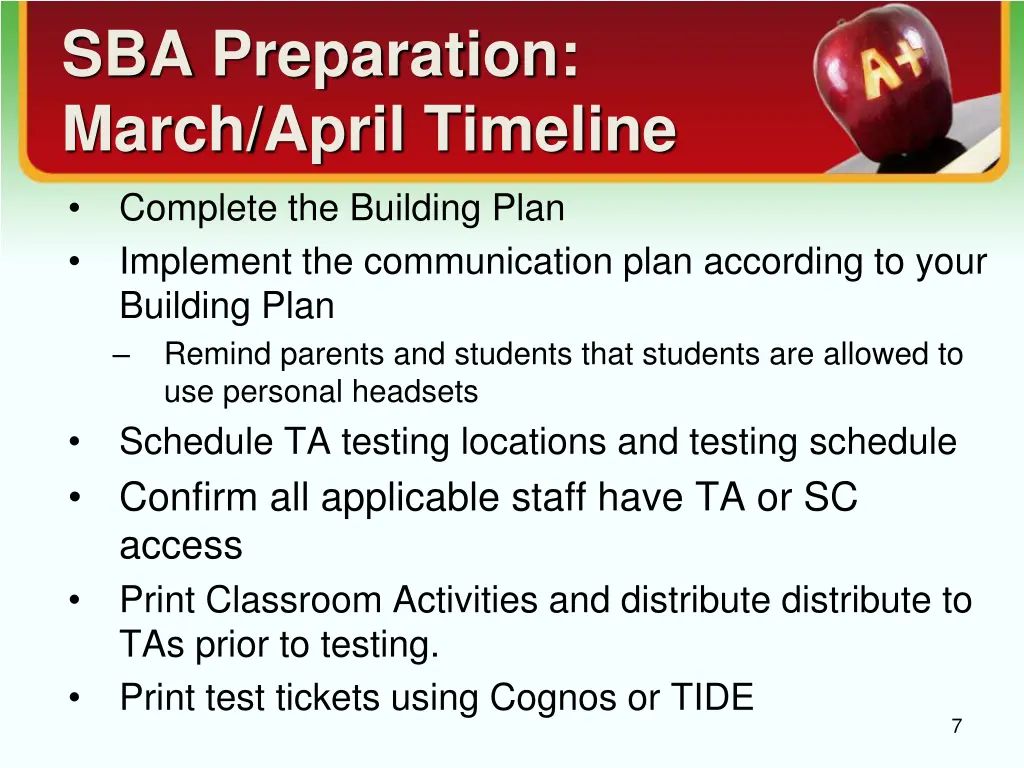 sba preparation march april timeline