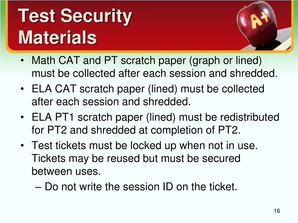 test security materials