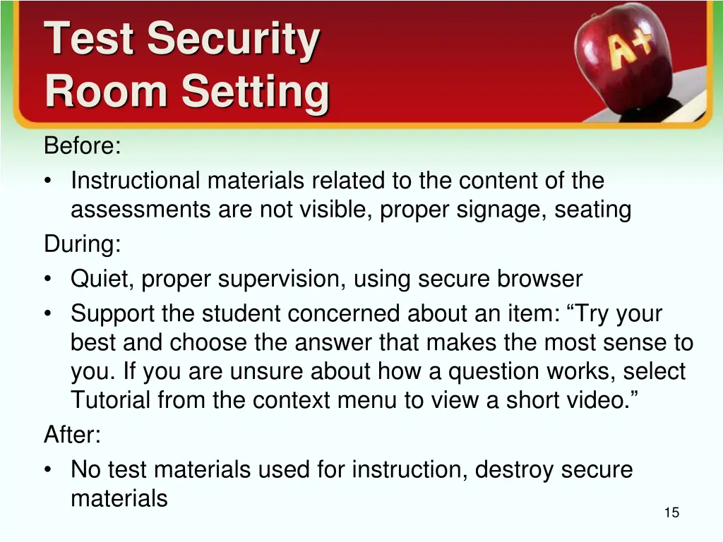 test security room setting