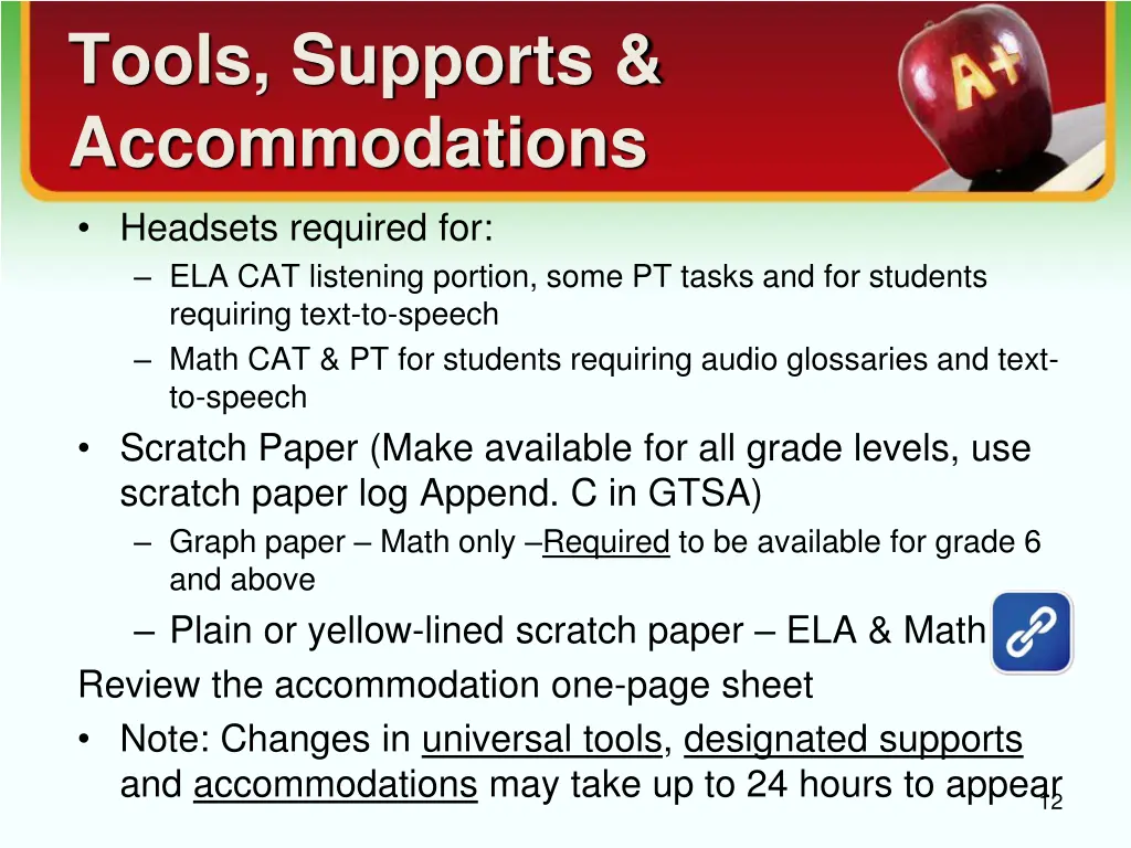 tools supports accommodations