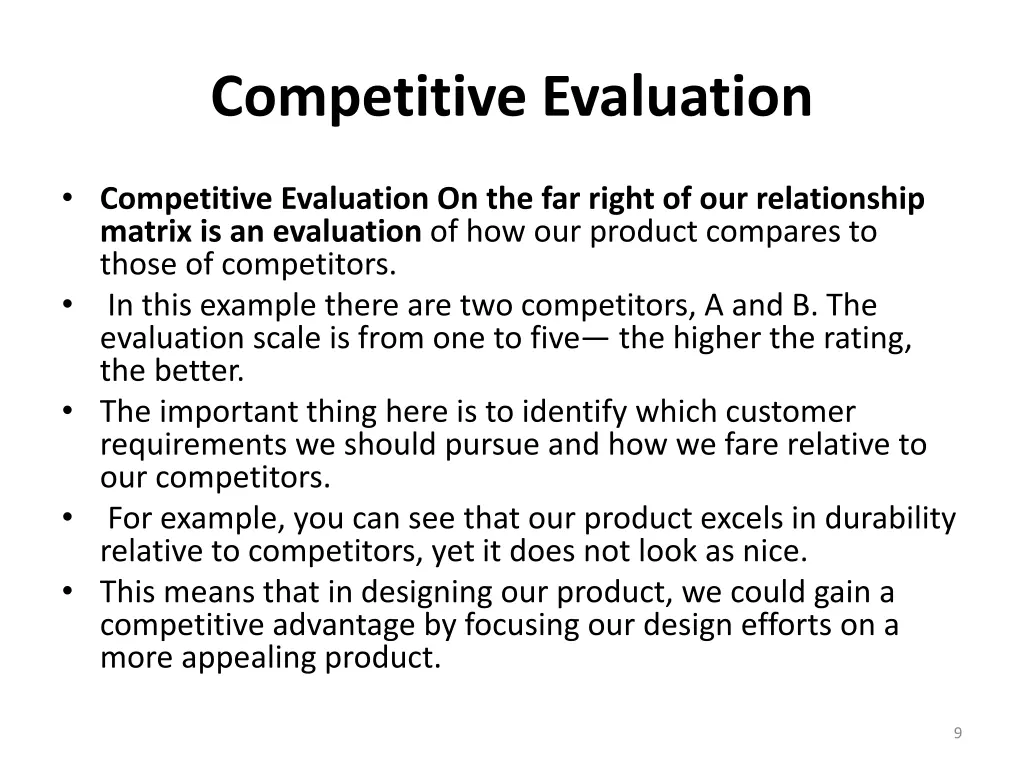 competitive evaluation