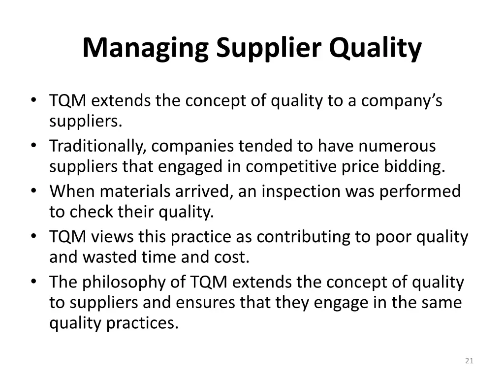 managing supplier quality