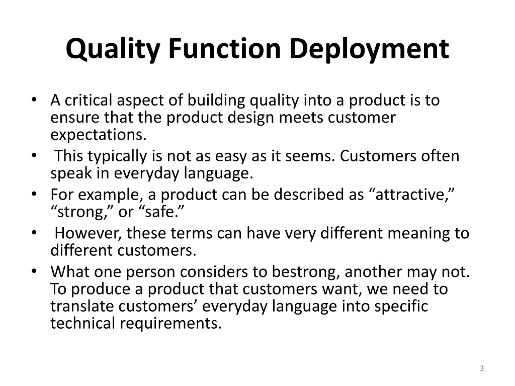 quality function deployment