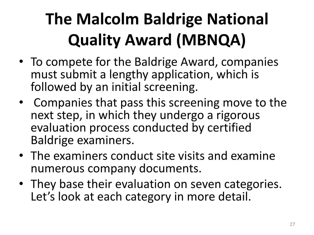 the malcolm baldrige national quality award mbnqa 1