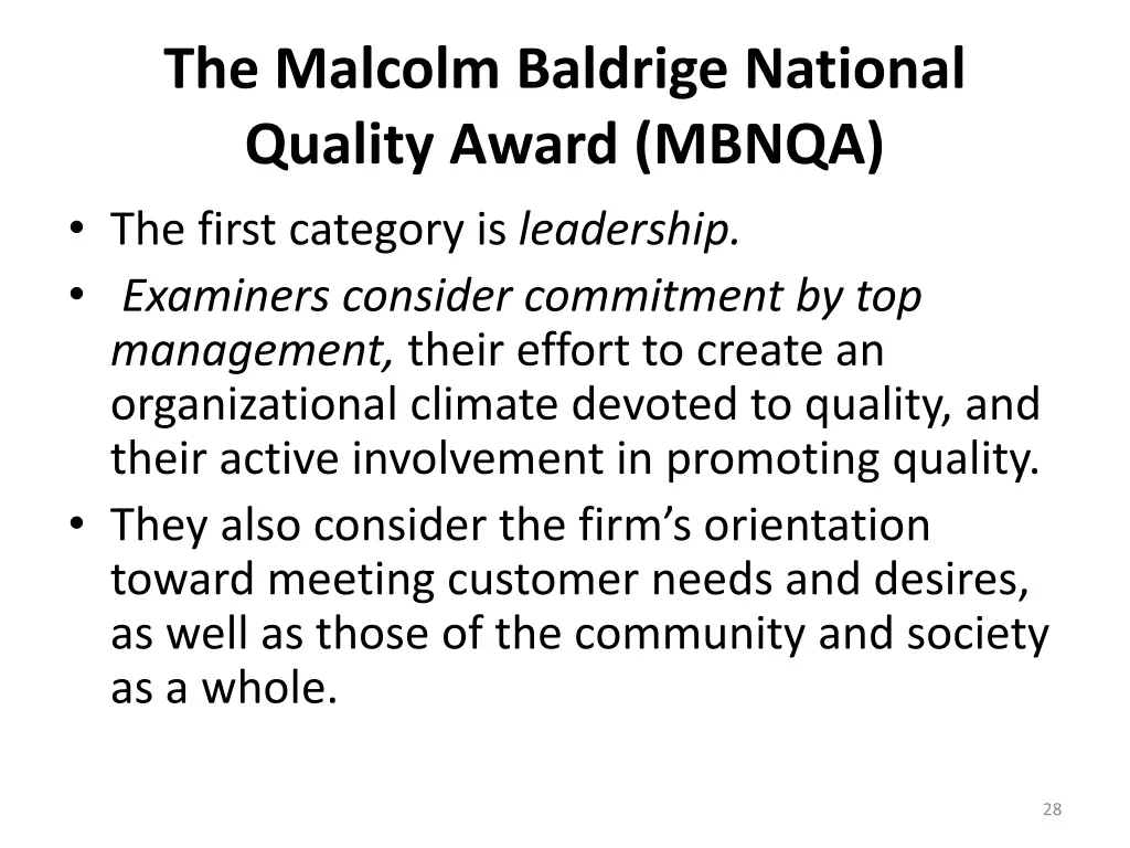 the malcolm baldrige national quality award mbnqa 2