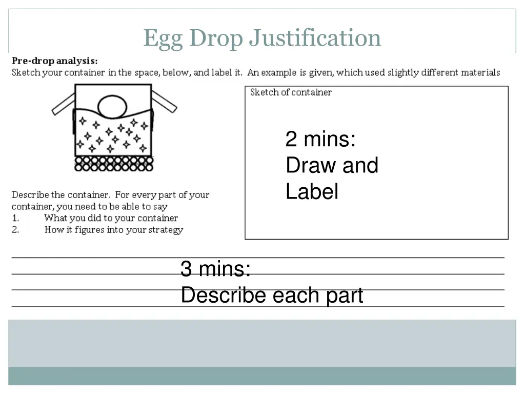 egg drop justification